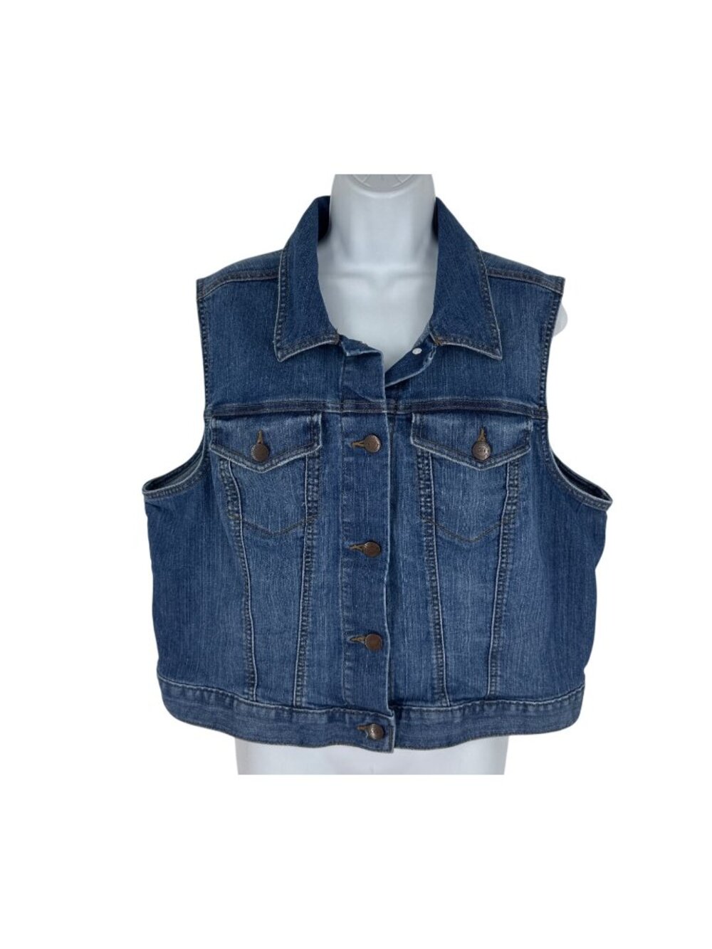 Loft Outlet Women's Cropped Button-Up Denim Vest XL